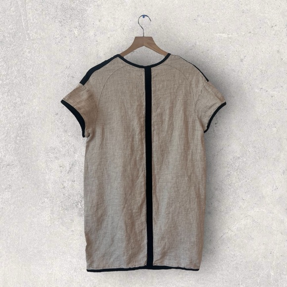 MNG Mango Suit Linen Beige Lace Front Boxy Tunic Dress Size 8 - Picture 7 of 10